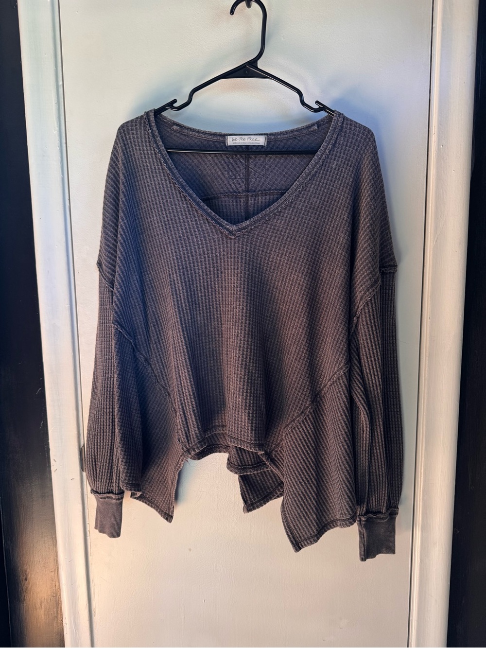 We The Free Waffle Knit Oversized V Neck Sweater